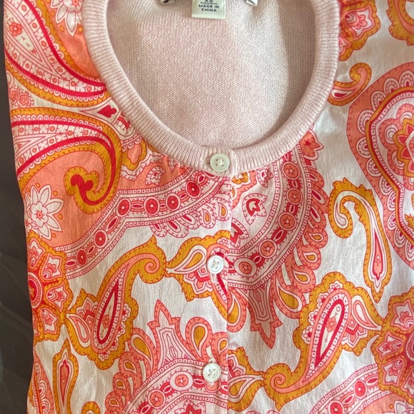 BANANA REPUBLIC PETITE SILK PAISLEY CARDIGAN - Picture 1 of 10